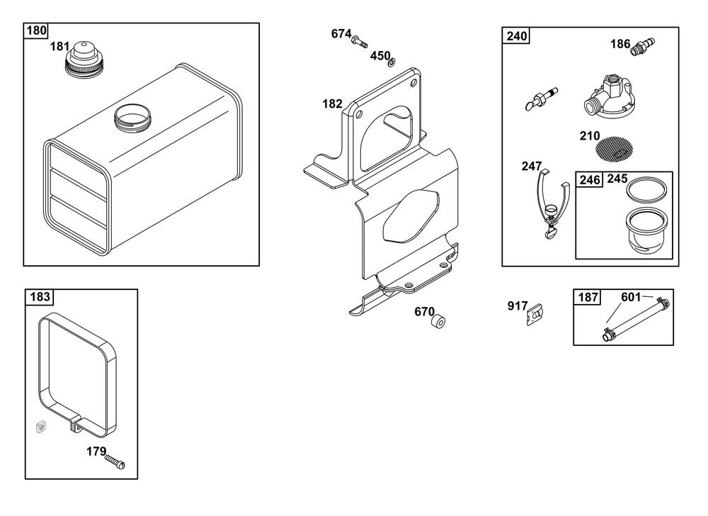 Fuel Supply Group Diagram and Parts List for 326431-3637-08 200000 - 399999 Briggs and Stratton Engine